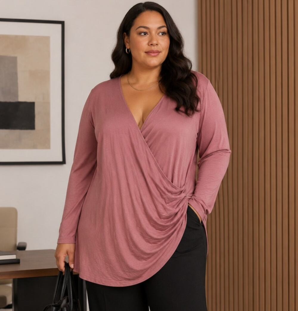 Universal Standard Dusty Rose Ruched Wrap Bluose Office Career Plus Size 18 NWT